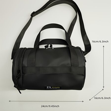 შავი ფიტნეს ჩანთა (ცილინდრული, შავი)